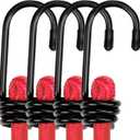 WORKPRO 24 Inch Bungee Cord with Hooks, 4 Pack Superior Rubber Heavy Duty Straps Strong Elastic Rope for Outdoor Tent, Luggage Rack, Camping, Cargo, RV, Bike, Transporting, Storage, Red