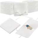 Lothee 40 Pcs Microfiber Jewelry Pouch 8x8 cm Jewelry Packaging Luxury Small Gift Bags Bow Tie Microfiber Bag for Bracelet Necklace Packaging, Envelope Style with String and Divider(White)