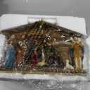 Christmas Nativity Scene Set - 12" W One Piece Holy Family Sculpture with Manger, Nativity Religious Tabletop Decorations, Hand Painted Resin Catholic Decor for Tabletop & Shelf