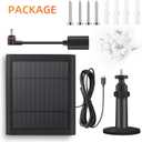 Paodekua 2 Pack 4W Solar Charger for Ring Spotlight & Stick Up Outdoor Cam, Black, High Efficiency, 10FT/3M Long Cable with USB-C to Ring Barrel Plug