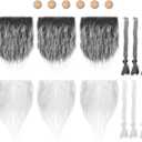 PRETYZOOM 18pcs Gnome Beards for Crafts, Precut Faux Fur Beards, Braid, Wood Balls for DIY Handmade Holiday Gnomes, Halloween, Easter, Christmas Party Supplies