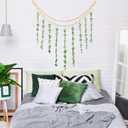 TXIN Hanging Photo Display Holder Wall Decor with Wooden Cards Clips, Boho Style Picture Frame Wood Beads Garland Artificial Eucalyptus Plant Home Decoration for Farmhouse Greenery Cubicle Bedroom