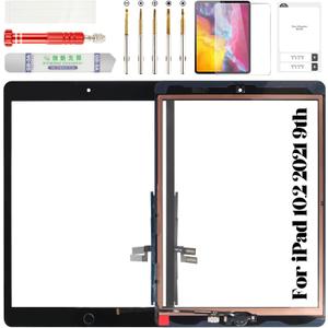 for iPad 10.2 2021 Screen Replacement for iPad 9 9th Gen 2021 Repair Kits for iPad 10.2" 9th Touch Screen Digitizer Replacement A2602 A2603 A2604 A2605 with Home Button Black(Without LCD)