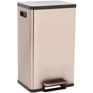 Simpli-Magic 50 Liter / 13.2 Gallon Soft-Close, Smudge Resistant Trash Can with Foot Pedal and Built in Filter- Stainless Steel, Rose Gold