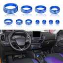 for Ford Bronco Sport Accessories 2021 2022 2023 2024 (No for Bronco) Aluminum Alloy Knob Covers - AC, Air Vent, Headlight Volume Tune Trim 4WD Knob Gear Shift Switch Button Covers 11Pcs (Blue)