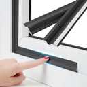 118 Inch Window Weather Stripping Door Seal Strip for Bottom and Side of Door, Self Adhesive PU Foam Weather Strip for Window and Door Insulation Soundproofing, Door Sweep for Interior Doors (Black)