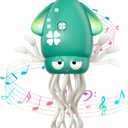 Dancing Squid Baby Toy, Tummy Time Toys, Rechargeable Crawling Octopus with Music and Light for 3-6 6-12 12-18 36 Months 1 Year Old Learning Walking Toddle Easter Basket Stuffers 1st Birthday Gifts,  Green