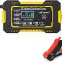 US Plug Car Battery Charger, 12V 6A Smart Battery Trickle Charger Automotive 12V Battery Maintainer for Car Truck Motorcycle Lead Acid Batteries (Yellow)