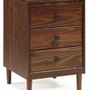 Home Square 3 Drawer Solid Wood Nightstand Set in Walnut 1 Pc