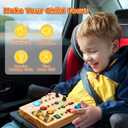 TINTECUSA Busy Board Montessori Toys for Toddler, Wooden Sensory Board Switch Toy with Shape Sorter LED Light Up Toys Educational Plane Travel Activity for Girls & Boys
