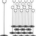 ERYTLLY 16PK Place Card Holders 12 Inch Table Number Holders Table Card Holders Steel Card Holders for Birthdays,Weddings,Photos, Food Signs, Memo Notes, Restaurants (Black)