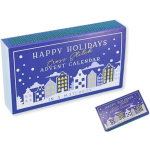 Christmas Cross Stitch Advent Calendar, Christmas Countdown Advent Calendar Embroidery Kit, 24 Days Countdown Advent Calendar Gift for Beginners and Craft Lovers (Blue)