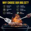 Kaluns BBQ Grilling Accessories, Grilling Gifts for Men Dad, Grill Tools for Outdoor Grill, Heavy Duty Stainless Steel Grill Set with Spatula, Tongs, Fork, Brush, & Grilling Mat, Best BBQ Gifts