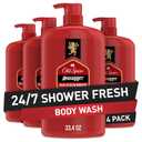 Old Spice Body Wash for Men, Refreshing 3X Defense, 24/7 Shower Fresh with Long Lasting Scent, Red Collection, Swagger with Cedarwood Scent, 33.4 oz (Pack of 4)