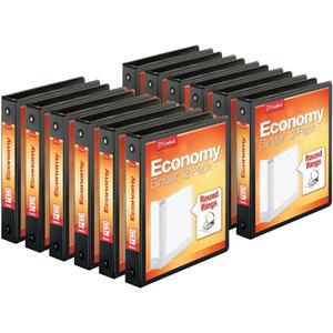 Cardinal Economy 3-Ring Binders, 1.5", Round Rings, Holds 350 Sheets, ClearVue Presentation View, Non-Stick, Black, Carton of 12 (90630)