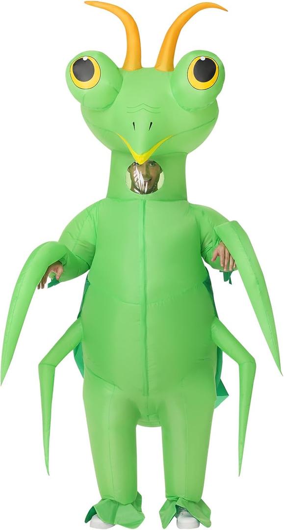 Mantis Costume For Adults,Funny Inflatable Costumes,Halloween Blow up Insect Costume for Women Men Cosplay Parties (Green)