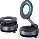 CARMOUNT Clutch-X One  Vacuum Phone Mount Suction Cup Car Phone Holder for iPhone, Window Phone Mount, 360 Vacuum Magnetic Car Phone Holder, Metal Strut Telephone Holder for Car, Desk & Glass (Black)