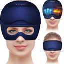 Migraine Relief Cap2 in 1 Headache Relief Cap with Gel Eye Mask Ice Head Wrap Hot and Cold Therapy Hat for Headache Puffy Eyes Sinus and Tension Stress Relief (Blue)