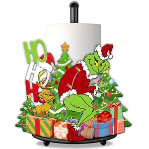 Green Monster Christmas Paper Towel Holder for Indoor Decorations Kitchen & Bathroom Decor Paper Towel Holder Stand Countertops