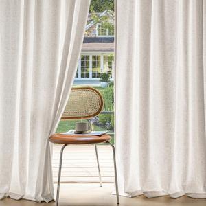 MIULEE Non-See-Through Privacy Linen Curtains 2 Panels, Light Filtering Window Curtains Farmhouse Textured Back Tab Semi Sheer Drapes for Bedroom Living Room, 52 x 108 Inches Long, White