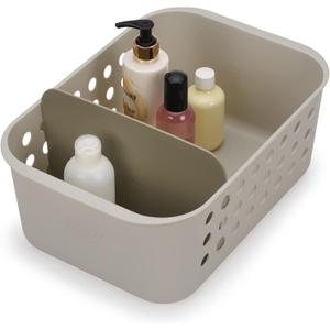 Joseph Joseph EasyStore - Bathroom essentials Storage Basket Organiser with Moveable Divider, Ecru, Large (Large (Pack of 1))
