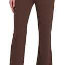 Houmous S-XXL 29'' 31'' 33'' 35'' Inseam Women's Bootcut Dress Pants Pockets Stretch Work Lounge Pant Office Casual (Brown)
