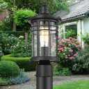 Darkaway Outdoor Post Lights Lamp Posts Outdoor Lighting, Waterproof Aluminum Post Lights Outdoor Light Fixtures with Glass, Light Posts for Outside Patio Yard (2 Pack, Black)