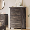YITAHOME 6 Drawer Dressers, Wood Dressers Chests of Drawers, Modern Dresser with Open Shelf Storage for Room, Entryway, Hallway, Dark Rustic Oak