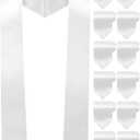 TFTAFAN Bulk 12 Pack Blank Graduation Stoles Sash - 70" Unisex Customizable for 2025 High School & College Ceremonies (White)