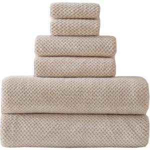 30x60 Inches Extra Large Bath Towels Set Super Soft Absorbent Luxury Microfiber Towels for Bathroom (Beige,6PCS)