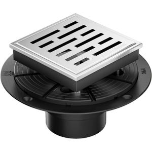 Neodrain Square Shower Drain, 4 inch Stainless Steel 304 Grate and PVC Drain Body, Brick Pattern Grate with Brushed Nickel Finish, Kit Includes Hair Trap/Strainer,Lifting Hook and PVC Drain Base