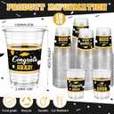 Funnymoom 100 Pcs 16oz 2026 Graduation Cups Disposable Graduation Plastic Cups Class of 2026 Celebration Grad Party Favors(Gold, Black)