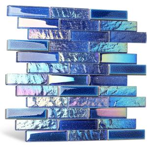 Blujellyfish Blue Glass Porcelain Tile Box of 5 Square Feet Iridescent Starry Sky Backsplash Tile for Swimming Pool Kitchen Bathroom TSTNB18 (5 Square Feet)