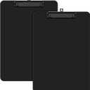Zoenley Plastic Clipboard Set of 2, 12.5 x 9'' Letter Size for Classroom, Students, Teacher, Nurse, A4 Black 8.5 x 11'' Clip Board with Low Profile Black Clip, Office & School Supplies