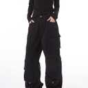 Women's Baggy Cargo Pants Y2K Clothing Multi-Pocket Relaxed Fit Jeans Fairy Grunge Clothes Alt Emo Streetwear, Large, Black