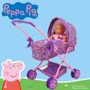 Peppa Pig Doll Pram - Foldable Stroller for 18 in Dolls with Canopy, 22x10.2x19.3 inches