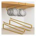2 Pack Gold Tumbler Lid Organizer  Horizontal Stanley Lid Storage Hooks for 10 Lids  Under Cabinet Space-Saving Coffee Cup & Paper Towel Holder  Kitchen Hanging Rack