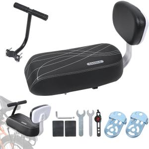 Kids Bike Seat Bike Rear Seat Cushion with Backrest Comfortable Bicycle Passenger Saddle with Handlebar, Child Bicycle Rear Seat Cushion Footrests,Back Seat for Over 5 Years Old Kids or Adults