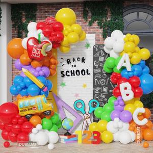 Back to School Balloon Arch Kit,Rainbow Balloons Pencil Apple Bus ABC Foil Balloons for Welcome Back To School Classroom Party First Day of School Kindergarten Decorations