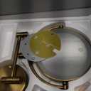 Wall Mounted Makeup Mirror with Light and Magnification, 7W Higher Brightness and Dimmable 1X/10X Double Sided Wall Magnified Mirror, Extending Vanity Mirror for Bathroom, Antique Brass Direct Wire