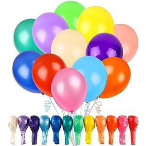 RUBFAC 105 Balloons Assorted Color 12 Inches Rainbow Latex Balloons, 12 Bright Color Party Balloons for Birthday Baby Shower Wedding Party Supplies Arch Garland