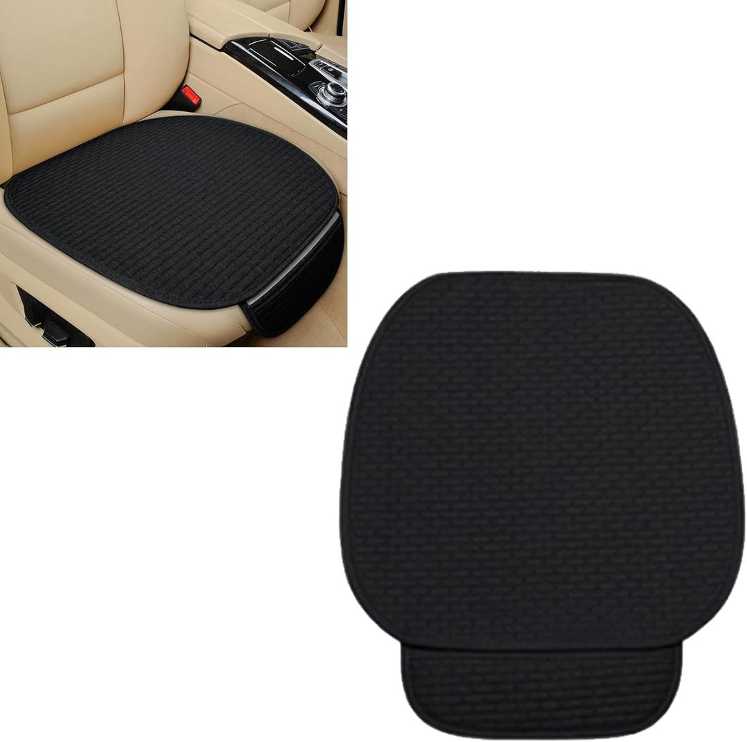 4PCS Car Seat Cushion Covers, Car Seat Cover Pad Front Bottom Protector Mat with Storage Pocket, Breathable Comfortable Auto Front Cushion Pad Mat for Most Vehicle and Office Accessories(Black)