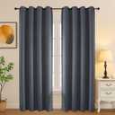 Simplebrand Grey Room Darkening Curtains for Bedroom Living Room 84 Inch Length 2 Panels Set, Thermal Insulated Curtains & Drapes, Solid Grommet Noise Reducing Window Treatment, W50 x L84 Inch