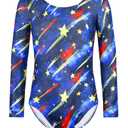 Snowheart Leotards for Girls Size 3-4T Meteor Shower Tumbling Unitard Long Sleeve Leotards Toddler One Piece Crew Neck