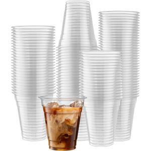 Crystal Clear PET Cups for Iced Coffee,Milkshake, Cold Drinks, Slush, Smoothy's, Slurpee, Ice cream, Dessert, Party's, Plastic Disposable Cups (50, 12 oz)