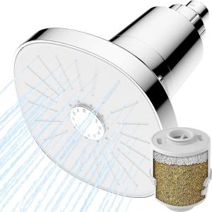 Ryamen Filtered Shower Head, Rain Shower Head with Filter, High Pressure Shower Filter Head for Hard Water, 99% REMOVAL for Chlorine, Heavy Metals, Improves Skin & Hair (Filtered, Silver S6)