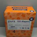 Pura Sensitive Skin Baby Diapers | Size 4 (18-31 lbs) | Hypoallergenic, Totally Chlorine Free, Fragrance Free, Up to 12-Hour Leak Protection | 6 Packs of 22 (132 Diapers)