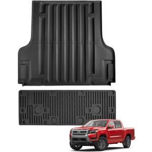 Truck Bed Mat Tailgate Mat for Nissan Frontier 2022 2023 2024 2025 2026, Truck Replacement Liner for 5FT Bed & Circle Style Tailgate, All Weather Non-Slip TPE Black Accessories