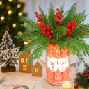 2 x 75 PCS Christmas Decorations, Artificial Greenery Christmas Ornaments, Pine Branches Red Berry Stems with DIY Vase Filler Set, Xmas Trees Vase Centerpieces for Tables