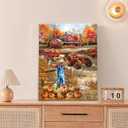 Tijuboni Farmhouse Fall Wall Art Pumpkin Patch Scarecrow Harvest Pictures Decor Autumn Barn Truck Canvas Prints Painting Artwork Home Thanksgiving Gift for Kitchen Bathroom Living Room 12"x16"